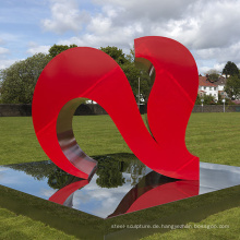 Outdoor Gartendekoration Metall Craf groß zwei rote Herzen Skulpturen